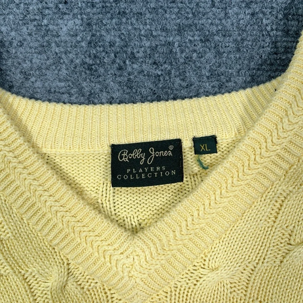 VTG Bobby Jones Notre Dame Chunky Cable 3D‎ Knit Sweater Mens XL Grandpa Golf